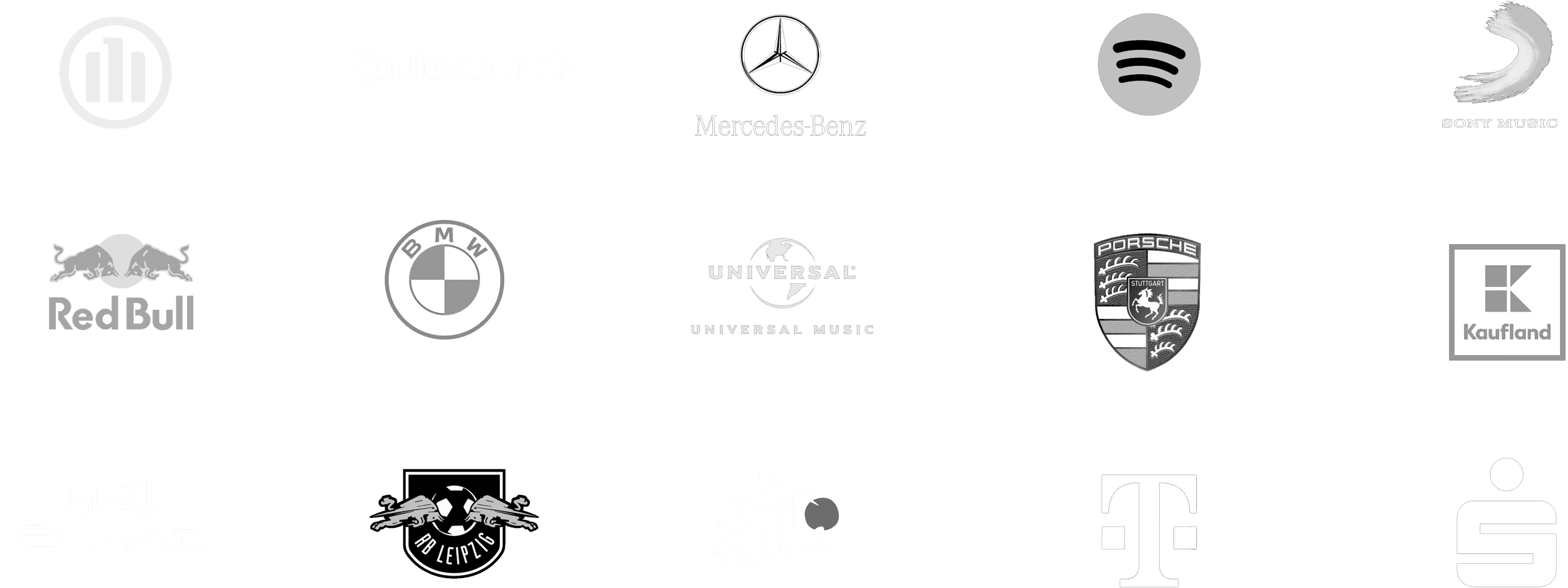 Kunden: Allianz, Continental, Mercedes-Benz, Spotify, Sony Music, Red Bull, BMW, Universal Music, Porsche, Kaufland, Etihad, RB Leipzig, Tour de France, Telekom, Sparkasse